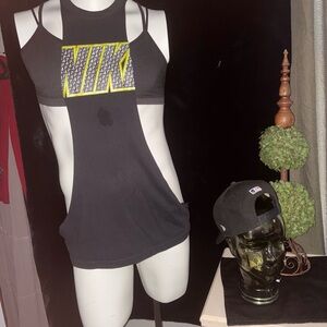 Nike Women's Black and Yellow Tank Top